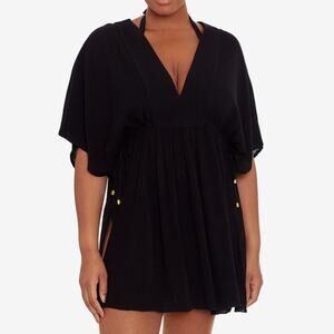 Ralph Lauren NWT $115 Black Crinkle Rayon swim cover up Dress S